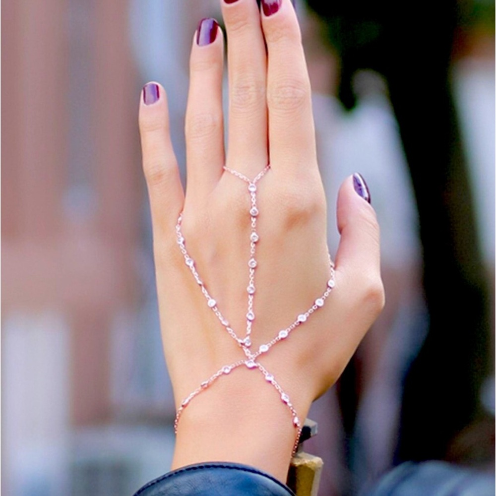 925 Sterling Silver Hand Chain, Rose Gold Filled Finger Bracelet,NWOT!